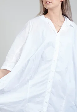Shirt Dress with Cropped Sleeves in White