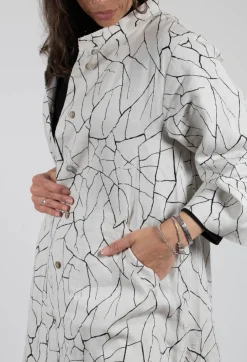 Shirt Dress with Print in White