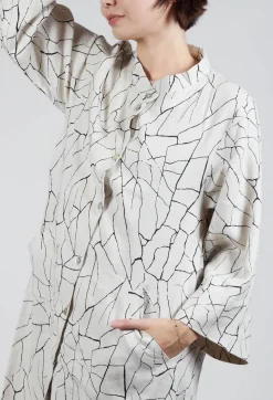 Shirt Dress with Print in White