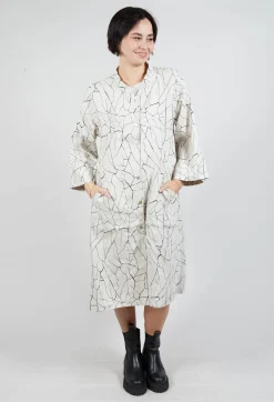 Shirt Dress with Print in White