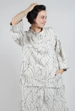 Shirt Dress with Print in White