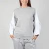 Shirt Sleeve Jumper in Perla and Off White