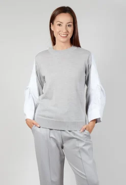 Shirt Sleeve Jumper in Perla and Off White