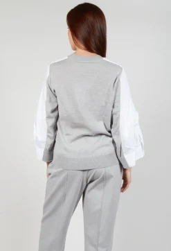 Shirt Sleeve Jumper in Perla and Off White