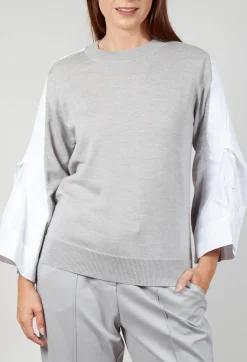 Shirt Sleeve Jumper in Perla and Off White