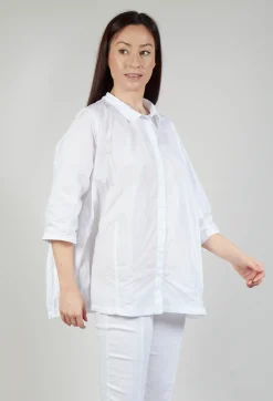 Shirt with Cropped Sleeves in White