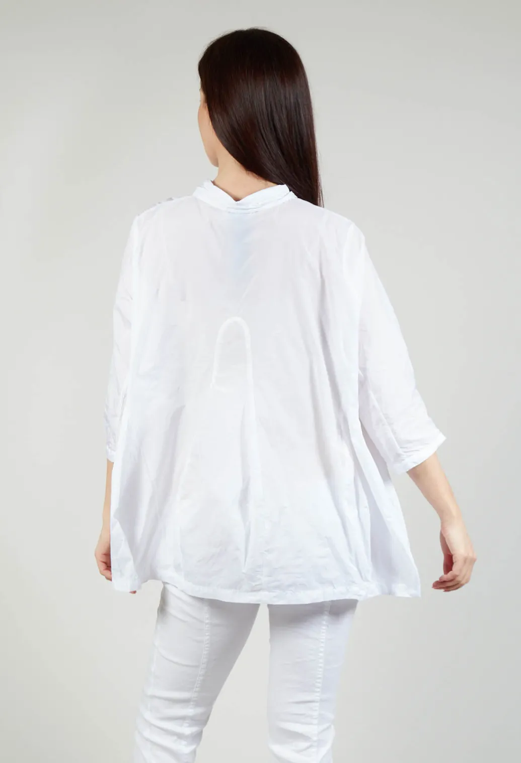 Shirt with Cropped Sleeves in White
