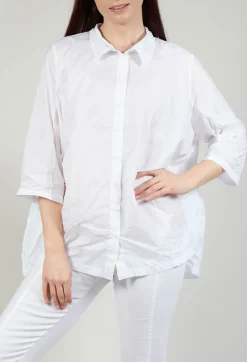 Shirt with Cropped Sleeves in White