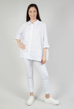 Shirt with Cropped Sleeves in White