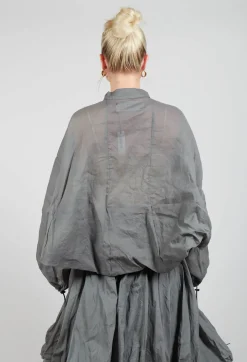 Shirt with Cuff Pull Toggles in Pencil Cloud Stiff