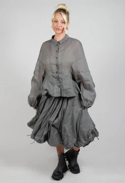 Shirt with Cuff Pull Toggles in Pencil Cloud Stiff