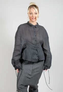 Shirt with Cuff Pull Toggles in Coal Cloud Stiff