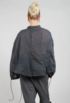 Shirt with Cuff Pull Toggles in Coal Cloud Stiff
