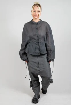 Shirt with Cuff Pull Toggles in Coal Cloud Stiff