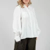 Shirt with Gathered Cuffs in White