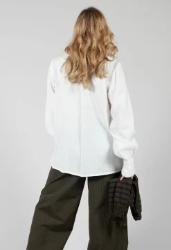 Shirt with Gathered Cuffs in White