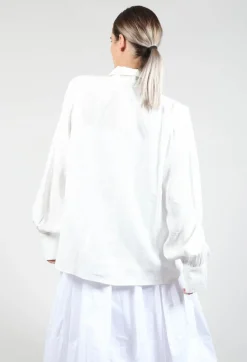 Shirt with Gathered Cuffs in White