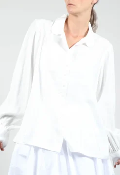 Shirt with Gathered Cuffs in White