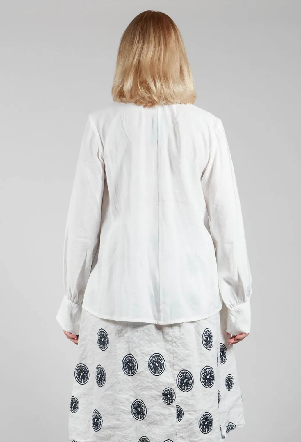 Shirt with Gathered Cuffs in White