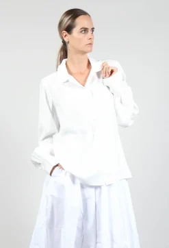 Shirt with Gathered Cuffs in White