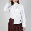 Shirt with Lace Inserts in White