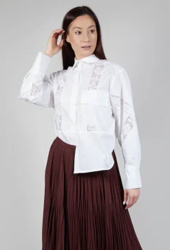 Shirt with Lace Inserts in White