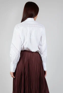 Shirt with Lace Inserts in White