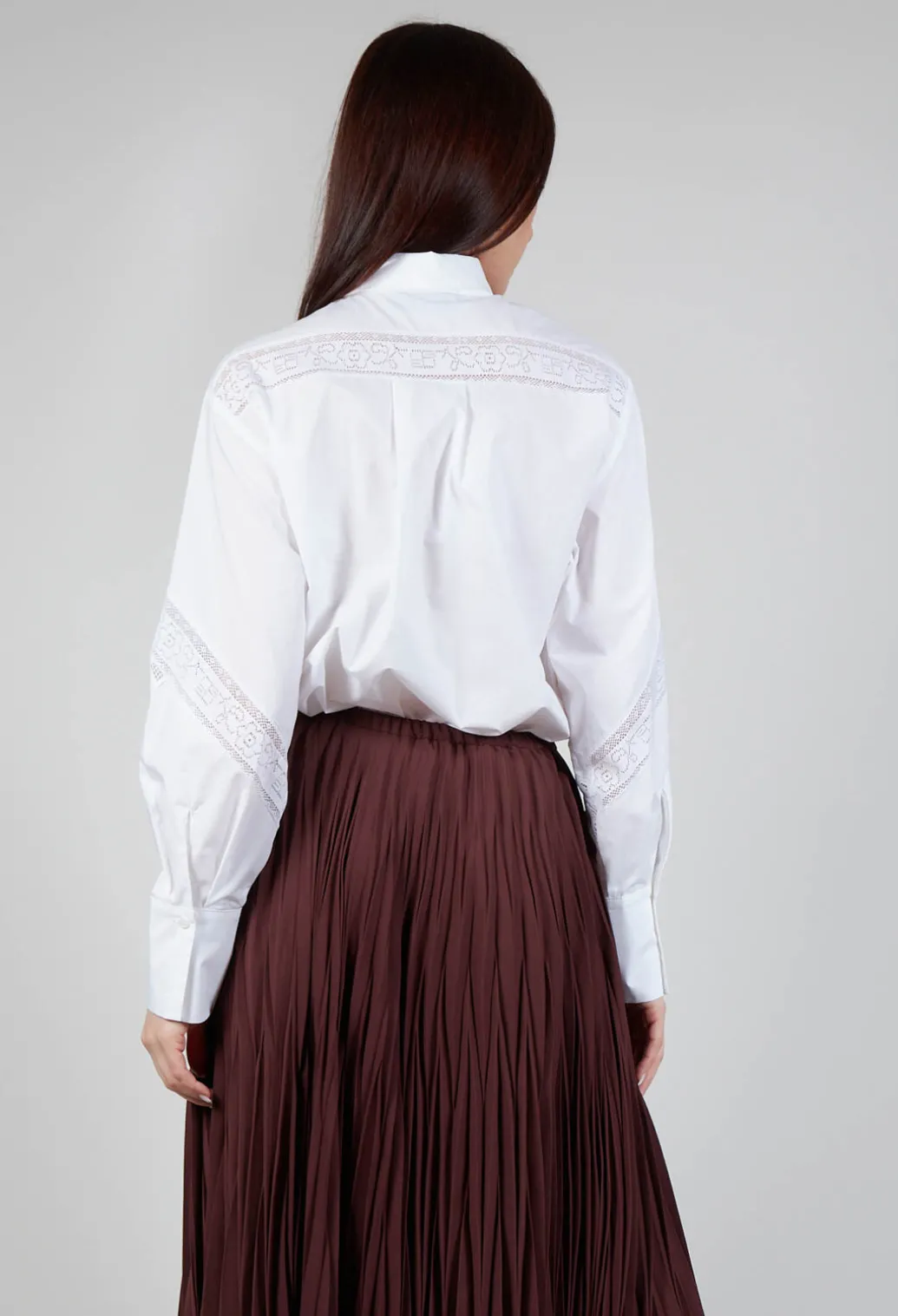 Shirt with Lace Inserts in White