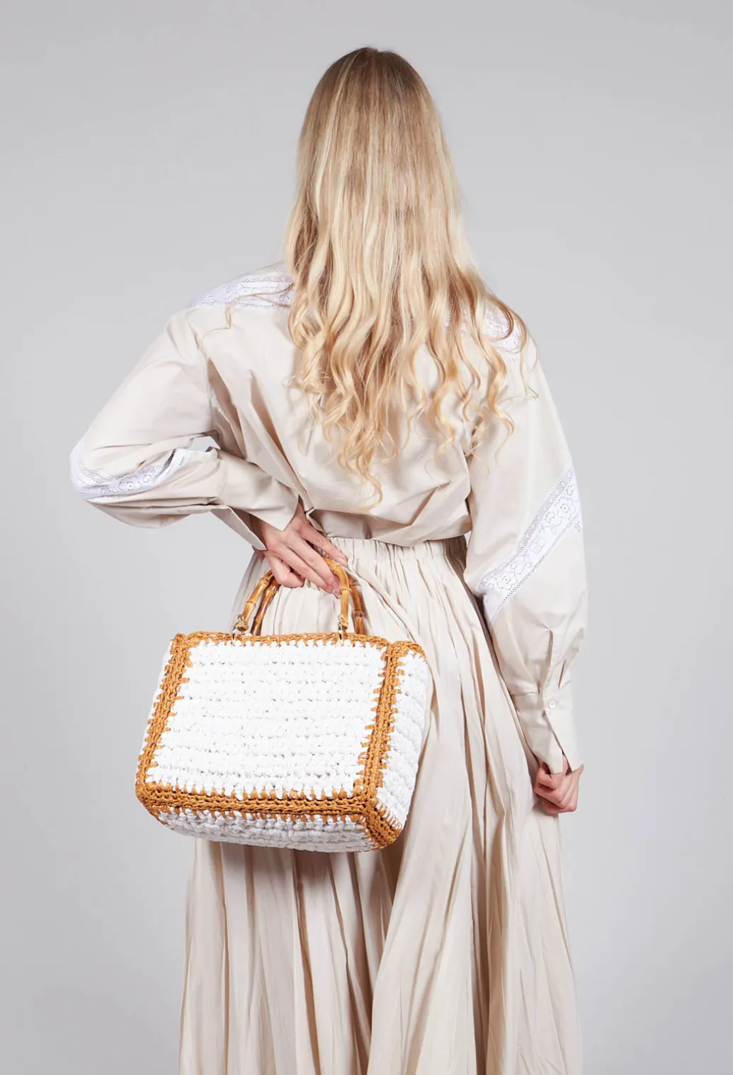Shirt with Lace Inserts in Dune