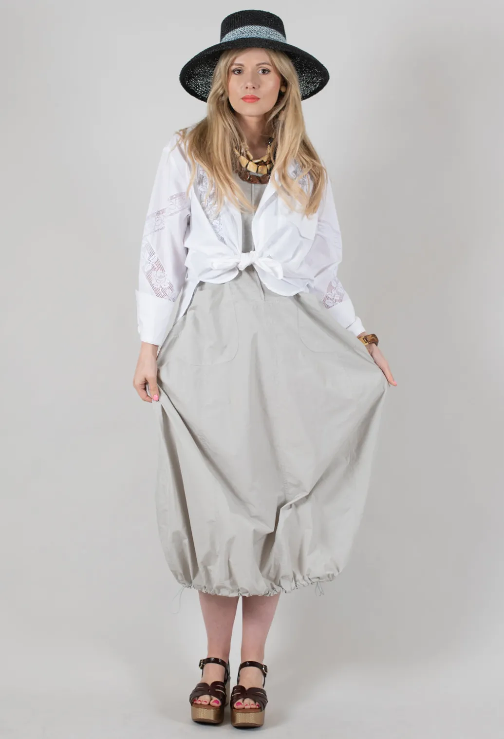 Shirt with Lace Inserts in White