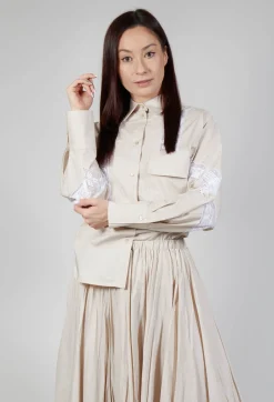 Shirt with Lace Inserts in Dune