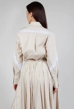 Shirt with Lace Inserts in Dune