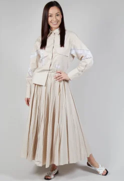 Shirt with Lace Inserts in Dune