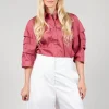 Shirt with Pleated Sleeves in Chianti Glicine