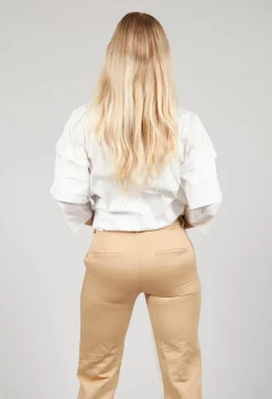 Shirt with Pleated Sleeves in Chianti Latte