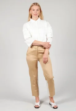 Shirt with Pleated Sleeves in Chianti Latte