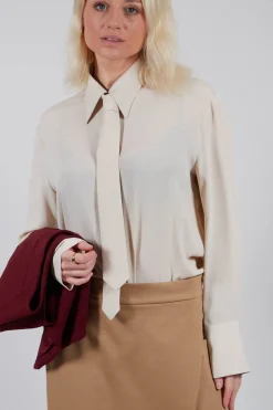 Shirt with Tie in Sandshell