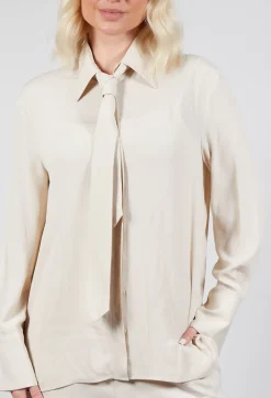 Shirt with Tie in Sandshell