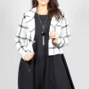 Short Cardigan with Check Design in White