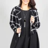 Short Cardigan with Check Design in Black