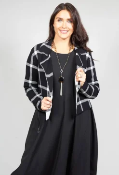 Short Cardigan with Check Design in Black