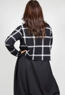 Short Cardigan with Check Design in Black