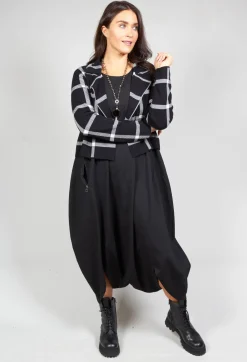 Short Cardigan with Check Design in Black