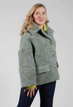 Short Coat with Large Collar in Grey