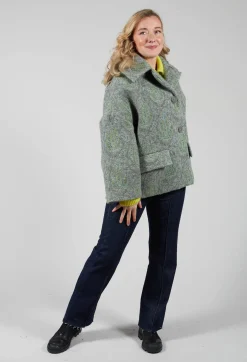 Short Coat with Large Collar in Grey