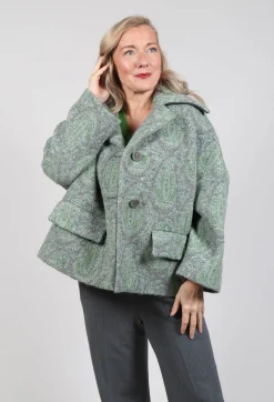 Short Coat with Large Collar in Grey