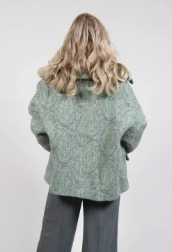 Short Coat with Large Collar in Grey
