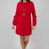 Short Dress with Bow Feature Sleeves in Marlboro