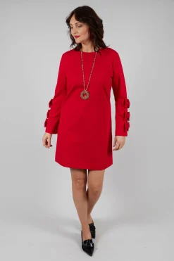 Short Dress with Bow Feature Sleeves in Marlboro