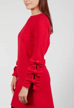 Short Dress with Bow Feature Sleeves in Marlboro